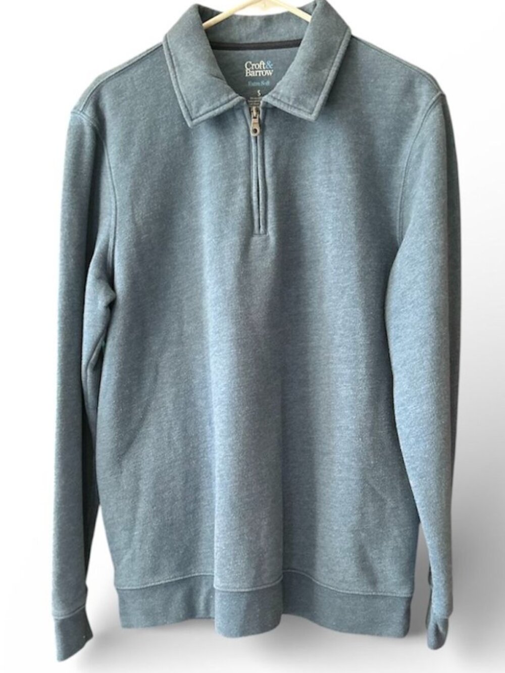 Croft & Barrow Extra Soft Men's Blue Quarter Zip Pullover Sweater Size Small